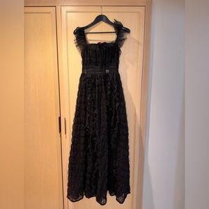 NWT For Love and Lemons Janelle Black Tulle Maxi Dress